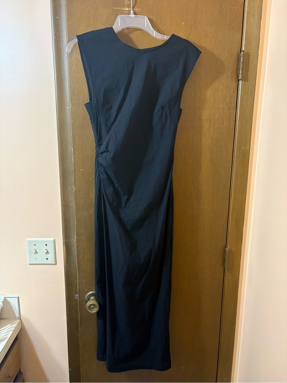 Anthropologie Maeve Sleeveless Black Magic Fabric Linen Blend Sheath Maxi Dress
